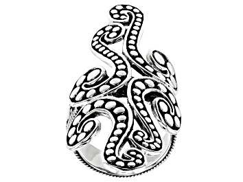Picture of Sterling Silver Beaded Swirl Statement Ring