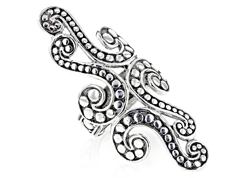 Sterling Silver Beaded Swirl Statement Ring
