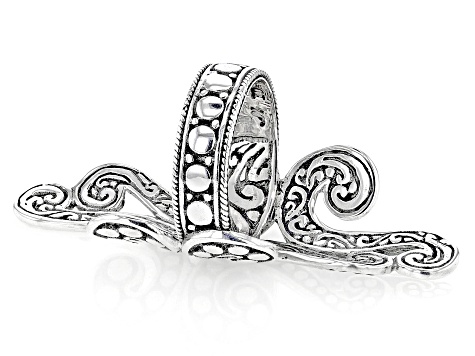 Sterling Silver Beaded Swirl Statement Ring