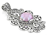 14.5-15mm Pink Cultured Mabe Pearl Sterling Silver Swirl Pendant