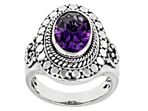 Amethyst Sterling Silver Textured Ring 2.30ct