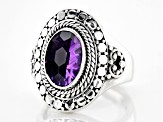 Amethyst Sterling Silver Textured Ring 2.30ct