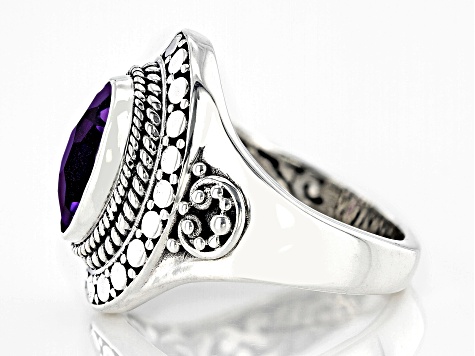 Amethyst Sterling Silver Textured Ring 2.30ct