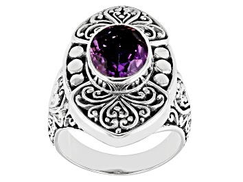 Picture of Amethyst Sterling Silver Filigree Ring 2.84ct