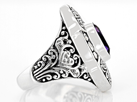 Amethyst Sterling Silver Filigree Ring 2.84ct