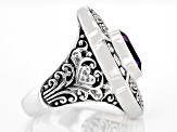 Amethyst Sterling Silver Filigree Ring 2.84ct