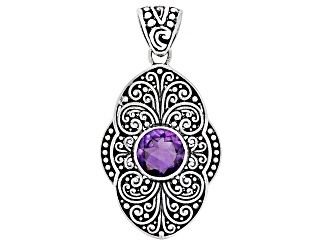 Amethyst Sterling Silver Filigree Pendant 1.70ct