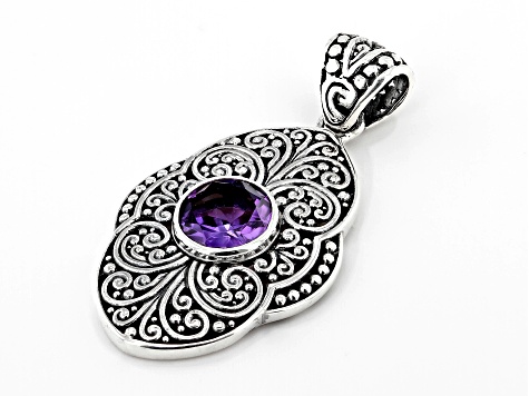 Amethyst Sterling Silver Filigree Pendant 1.70ct