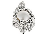 11.5-12.5mm Cultured White Mabe Pearl Sterling Silver Leaf Ring