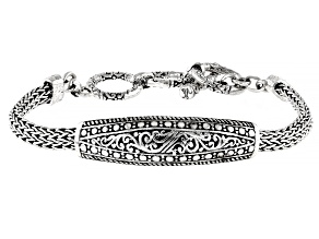 Sterling Silver Textured Center Design Bracelet