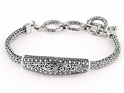 Sterling Silver Textured Center Design Bracelet