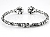 Sterling Silver Beaded & Filigree Hinged Cuff Bracelet