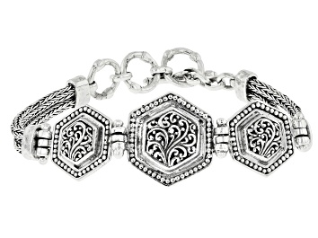 Picture of Sterling Silver Beaded & Filigree Toggle Bracelet