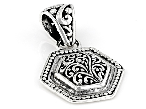 Sterling Silver Beaded & Filigree Hexagon Pendant