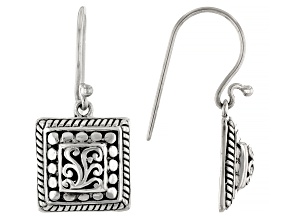 Sterling Silver Jawan Beaded & Filigree Square Dangle Earring