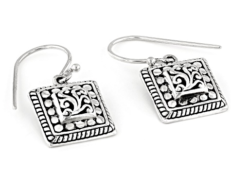 Sterling Silver Jawan Beaded & Filigree Square Dangle Earring