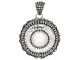 11.5-12mm White Cultured Mabe Pearl Sterling Silver Beaded Round Pendant