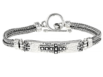 Picture of Sterling Silver Textured Cross Bracelet