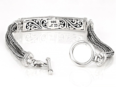 Sterling Silver Textured Cross Bracelet