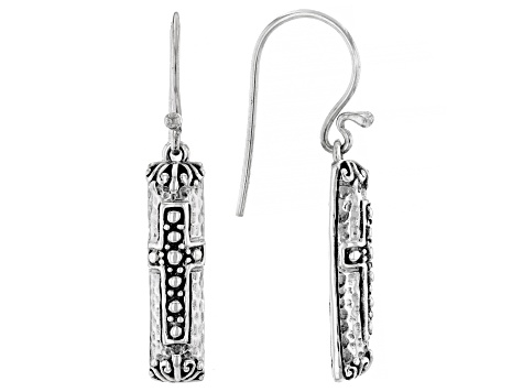 Sterling Silver Textured Cross Earring