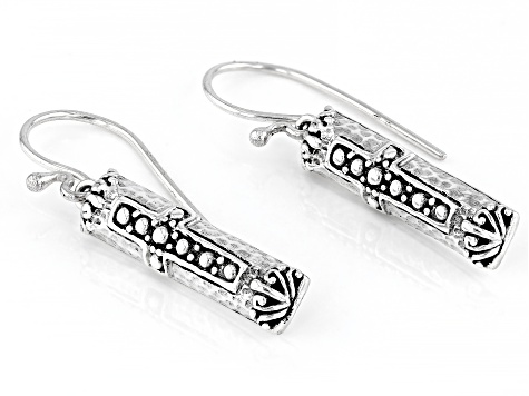 Sterling Silver Textured Cross Earring