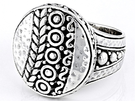 Sterling Silver Hammered Circle Statement Ring