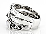 5x4mm  Mother-Of- Pearl Sterling Silver Multi-Row Inlay Ring