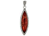 12x45mm Coral Sterling Silver Elongated Pendant