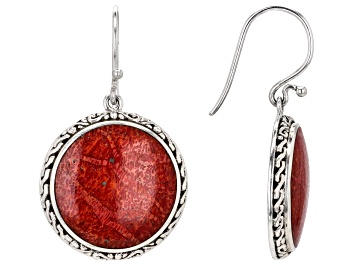 Picture of 20mm Coral Sterling Silver Round Earrings