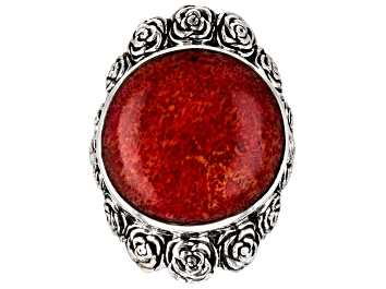 Picture of 20mm Coral Sterling Silver Floral Ring