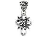 Sterling Silver Cross and Rose Pendant