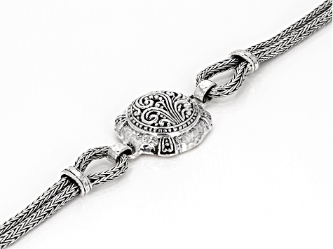 Sterling Silver Filigree & Hammered Toggle Bracelet