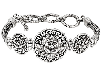 Picture of Sterling Silver Lotus Flower Toggle Bracelet