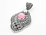 10mm Pink Mother-Of-Pearl Quartz Doublet & Cultured Freshwater Pearl Sterling Silver Pendant