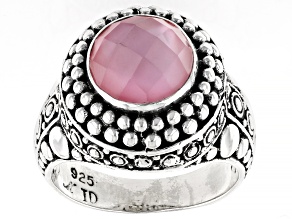Pink Mother-Of-Pearl Quartz Doublet Sterling Silver Ring