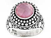 Pink Mother-Of-Pearl Quartz Doublet Sterling Silver Ring