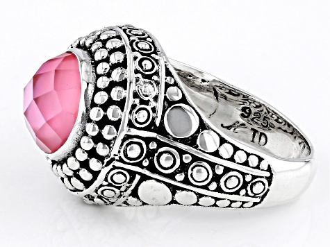 Pink Mother-Of-Pearl Quartz Doublet Sterling Silver Ring - BAL129