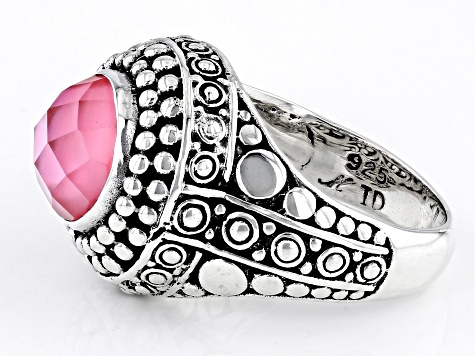 Pink Mother-Of-Pearl Quartz Doublet Sterling Silver Ring