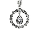 White Topaz & 3.5-4.5mm Cultured Freshwater Pearl Sterling Silver Pendant 2.47ct