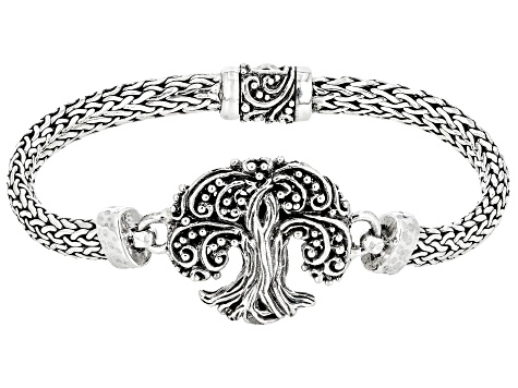 An Exclusive SW Design Bali Sterling Silver .925 Woven Heart Clasp Bracelet  7.5