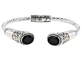 Black Spinel Sterling Silver With 18K Yellow Gold Accent Cable Cuff Bracelet 4.60ctw