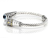 Blue Topaz Sterling Silver With 18K Yellow Gold Accent Cable Cuff Bracelet 4.90ctw