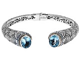 Sky Blue Topaz Sterling Silver With 18K Yellow Gold Accent Cuff Bracelet 7.20ctw