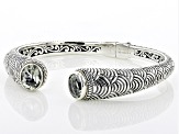 Prasiolite Sterling Silver With 18K Yellow Gold Accent Scallop Pattern Cuff Bracelet 4.80ctw