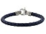 Men's Blue Leather With Sterling Silver & 18K Yellow Gold Accent Bracelet