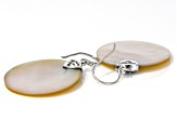Yellow Mother-Of-Pearl Sterling Silver With 18K Yellow Gold Accents Carved Lotus Floral Earrings