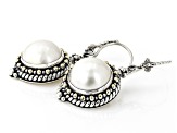 Cultured White Mabe Pearl Sterling Silver With 18K Yellow Gold Accents Earrings