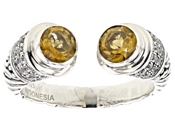 Picture of Citrine With Cubic Zirconia Accent rling Silver Cable Cuff Ring 1.28ctw
