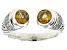 Citrine With Cubic Zirconia Accent rling Silver Cable Cuff Ring 1.28ctw