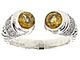 Citrine With Cubic Zirconia Accent rling Silver Cable Cuff Ring 1.28ctw